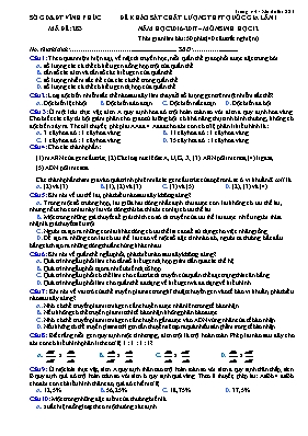 Đề thi thử THPT quốc gia Sinh học 12 lần 1 - Mã đề 283 - Năm học 2016-2017 - Sở GD & ĐT Vĩnh Phúc